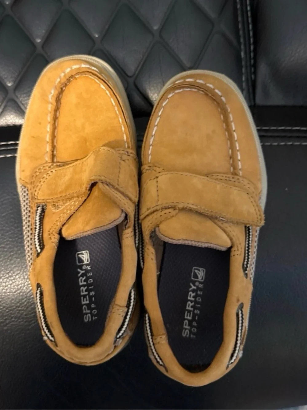 Sperry Kids Tan Hook-and-Loop Boat Shoes